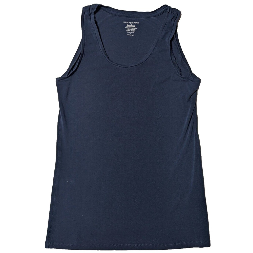 MAJESTIC PARIS FOR NEIMAN MARCUS Women 4 Blue Viscose Blend Superwashed Tank Top